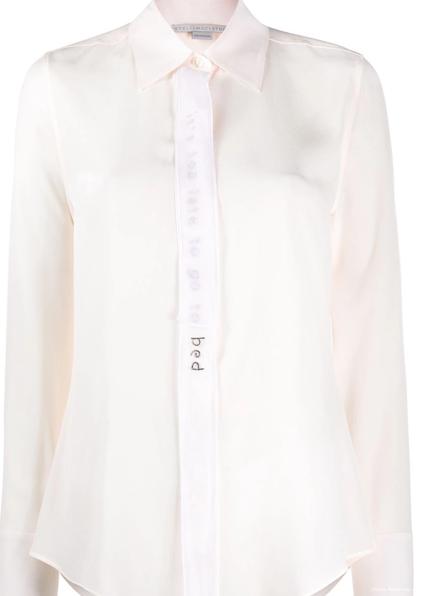 Cheap McCartney embellished-slogan Women shirt crepe-de-chine Stella 0716